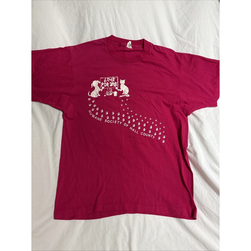 VTG 1987 Screen Stars T Shirt Large Humane Society  Single Stitch USA 19x24